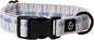 Lucy & Co. Dog Collar - Durable Lightweight Designer Collar for Pets - Adjustable Metal Safety Buckel - Medium - White with Blue Bows