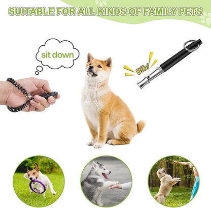 JIURUN Dog Treat Pouch for Pet Training - Dog Treat Bag (Black) - Dog Training Kit, Dog Clicker for Training, Silicone Treat Bag, 2-in-1 Whistle Clicker, Collapsible Dog Bowl, 2 Dog Poop Bag
