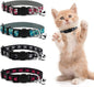 azuza 4 Pack Halloween Kitten Collar Breakaway,Quick Release Safe Buckle Adjustable Kitten Collars, Skull Crossbones, Crossbones, Pink Leopard and Blue Leopard