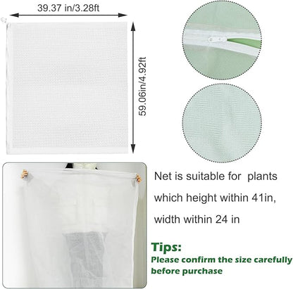 3Pcs Plant Covers from Insects, Bird Netting Barrier for Blueberry Bushes with Drawstring Zipper Mesh Garden Netting Fruit Tree Bags Plants Net Cage for Protect Tomato Vegetable Citrus, 3.3×5Ft