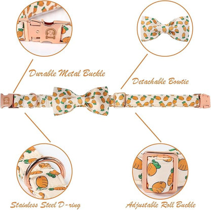 Easter Dog Collar with Bowtie, Cute Carrot Easter Dog Collar with Metal Buckle,Adjustable Soft Pet Collar for Small Medium Large Dogs