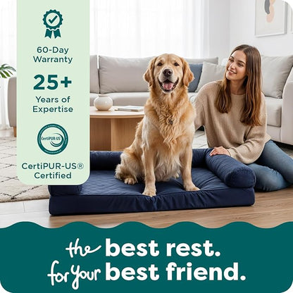 FurHaven Classic Sofa Orthopedic Dog Bed for Large Dogs, Egg Crate with a Solid Orthopedic Foam Base for Joint Support, Removable Washable Cover, Jumbo Plus XXL, Quilted Sofa, Silver Gray