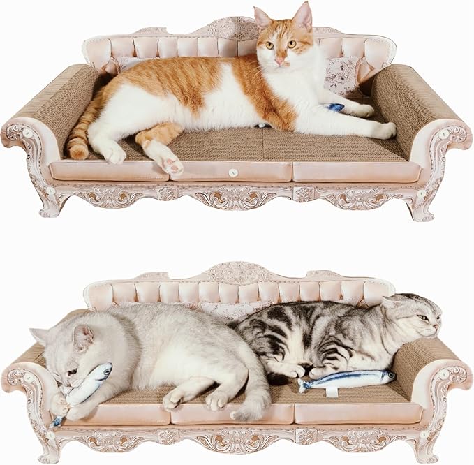 Extra Large Sofa Shaped Cat Scratcher Bed - 31.5 Inches Infinity Durable Corrugated Cardboard Cats Lounge, Modern Stylish Bed,Luxury Scratching Board Couch Scratcher,Protects Furniture