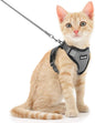 Dooradar Cat Harness and Leash Set, Escape Proof Safe Adjustable Kitten Vest Harnesses for Walking, Easy Control Soft Breathable Mesh Jacket with Reflective Strips for Cats, Grey, S