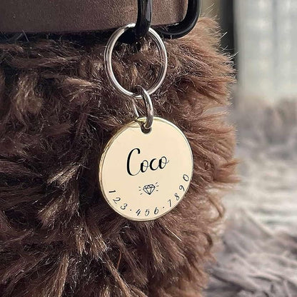 HM001 Cats Dogs ID Tags Personalized Lovely Symbols Pets Collar Name Accessories Custom Engraved Supplies for Four Legged Child Necklace Chain Anti-Lost Metal Simple Charm (Shiny Brass, Small 0.94")