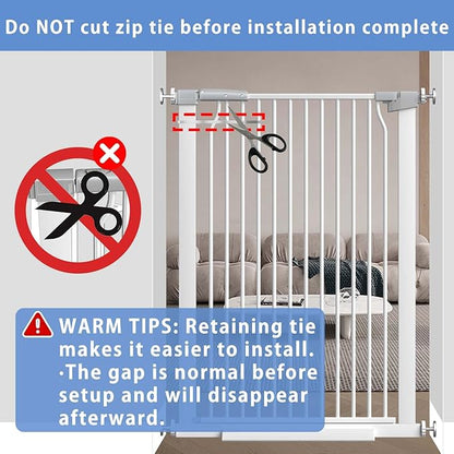 60.2"-65.7" Baby Gates Extra Wide, 40.5" Tall Dog Gate Indoor, Walk Through Pet Gates for Doorways Kitchen No Drilling Auto Close Pressure Mounted Safety Child Toddler Gate, White