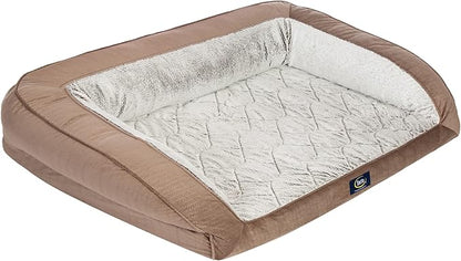 Serta Orthopedic Quilted Couch Dog Bed for Pets – Chocolate Brown (X-Large)