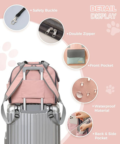Expandable Cat & Small Dog Carrier Backpack, Soft-Sided Airline-Approved Pet Travel Bag with Dual-Side Expansion, Under-Seat Fit, Breathable Mesh, for Hiking, Vet Visits & Trips (Up to 22 lbs)
