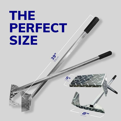 ActiveDogs Pooper Scooper for Large Dogs – Heavy-Duty Dog Pooper Scooper for Yard – Flat-Style Welded Aluminum Dog Poop Rake and Scoop with Solid Bolt System – Made in The USA