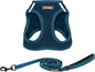 Best Pet Supplies Voyager Step-in Air All Weather Mesh Harness and Reflective Dog 5 ft Leash Combo with Neoprene Handle, for Small, Medium and Large Breed Puppies - Harness Leash Set (Blue), M