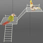 BNOSDM 4 PCS Bird Perches Platform, Stainless Steel Grid Platform for Parakeet Parrot Stand with Climbing Ladder Bird Cage Accessories for Small to Large Birds (White)