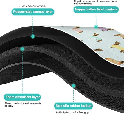 Dachshund Dog Food & Water Mat, Pet Feeding Mat for Floor Non-Slip Waterproof, Super Absorbent Cat Bowl Mat, Easy to Clean Eco-Friendly Durable Pet Placemat,24" × 32"