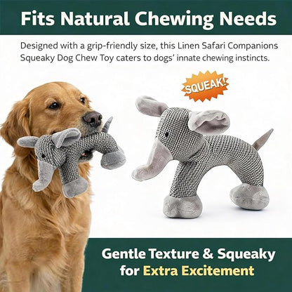 Linen Safari Companions, Squeaky Dog Chew Animals, with Durable Linen Material, Durable and Resistant to Chewing, for Relieve Dog's Boredom (Dog)