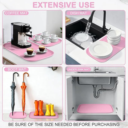 Small Silicone Pet Food Mat with Raised Edge for Food and Water Bowl, Square Dog Feeding Mats, Cat Food Trays for Floor Waterproof, Rubber Tray for Dogs and Cats, 12 x 12 x 0.7 Pink