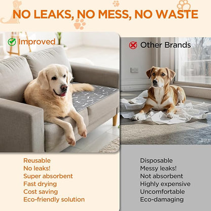 Washable Pee Pads for Dogs, 2 Pack Large 36"x41" Fast Absorbent Reusable Puppy Pads , 100% Waterproof Non Slip and Leak-Proof Whelping Pads Potty Training Pads for Crate, Playpen, Bed, Sofa