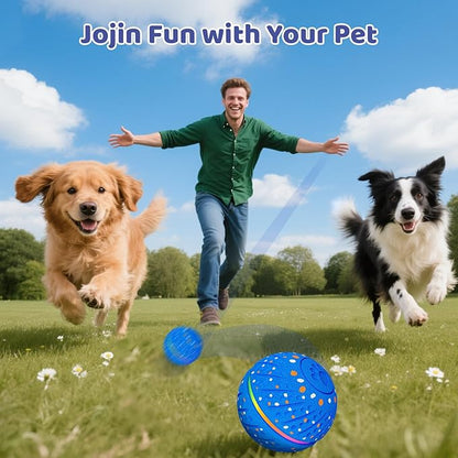 Interactive Dog Toys Ball - Smart Moving Bouncing Dog Ball with Colorful Lights, E-TPU Material, 3 Play Modes Automatic Rolling Dogs Toy for Small Medium Dogs Keep Them Busy(Blue)