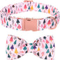 Christmas Dog Collar, Pink Christmas Tree Soft Comfortable Collars with Bow Adjustable Pet Collar with Premium Metal Buckle Dog Necklace for X-Large Girl Dogs
