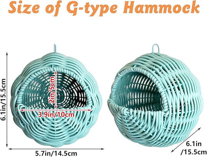 BNOSDM Rattan Parrot Nesting House Bird Nest Parakeet Hanging Swing Soft Lovebird Warm Bed Sleeping for Parrots Bird Cage Accessories for Cockatiels Budgerigars Finches Canaries (Blue)