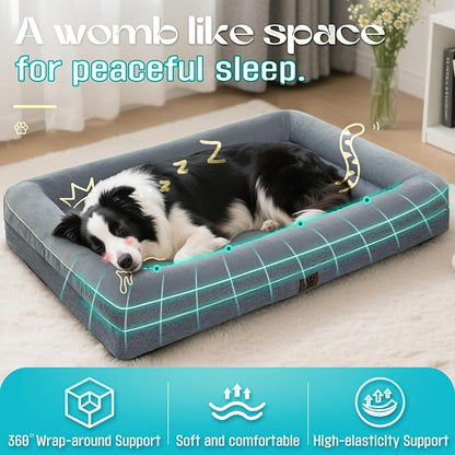 Waterproof Memory Foam Dog Beds for Extra Large Dogs Non-Slip Orthopedic Dog Beds Washable Couch Pet Bed with Removable Cover (Grey, X-Large)