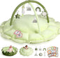 HAN-MM 5-in-1 Convertible Baby Play Gym with 6 Toys, Tummy Time Mat for Sensory Development, Baby Activity Center from Newborn to Toddler, Ball Pit, Soft Plush Pet Mat, Green