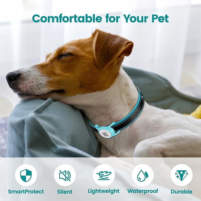 Smart Pet Tracker for Collar - Dog Trackers Location for Pet with Holder, No Monthly Fee, Real-Time Tracking, iOS Only, Emergency Contact, Long-Lasting, Anti-Lost Tracker for Cats, Bag Straps