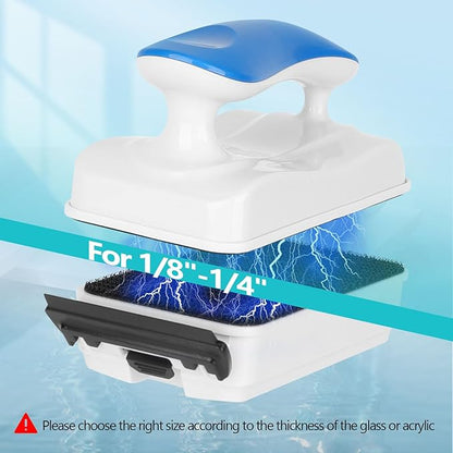 AQQA Aquarium Magnet Glass Cleaner,Dolphin Series-Fish Tank Algae Scraper Brush Cleaner for Glass or Acrylic,2 Detachable Blades Floating Cleaning Tool for 1/8"-1/4" Thickness