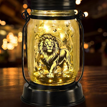 kyoryuger Lion Gifts for Women/Men Lion Solar Lanterns Mom Birthday Animal Simba Lovers Lantern Animal Memorial Lights Solar Garden Decoration for Yard, Patio,Backyard,Porch Torches, Home Decor