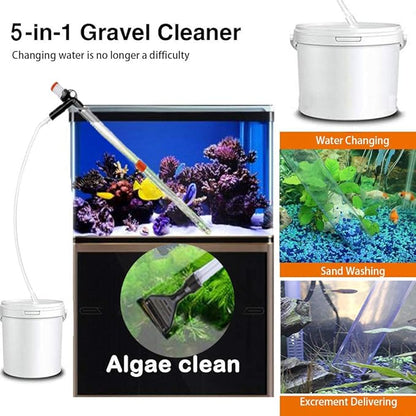 Aquarium Gravel Cleaner Siphon Fish Tank Vacuum Cleaner for Absorb Dirt Wash Sand Algae Scrapers Water Changer Gravel Washer for Fish Tank Cleaning Gravel and Sand (Normal Version)