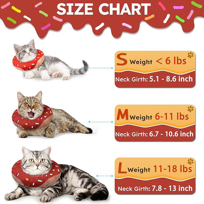 Cat Cone Collar Soft, Waterproof Cat Recovery Collars Spay Cones to Stop Licking Cute Donut E Collar After Surgery Anti-Lick Wound Healing Safety Elizabethan Collar for Kittens (Donut Brown, Medium)