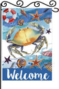 Starfish Crab welcome Garden Flag,Welcome to Undersea World Garden Flag,Marine Life Yard Porch, Party Holiday Decor, Vertical Double Side 12x18 Inch