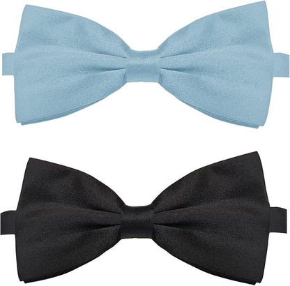 KOOLMOX Light Blue Dog Bow Tie, Black Dog Bowties with Adjustable Collar for Medium Large Dogs Cats Pets Wedding Birthday Graduation Independence Day Homecoming Grooming, 2 Pack, Black and Light Blue