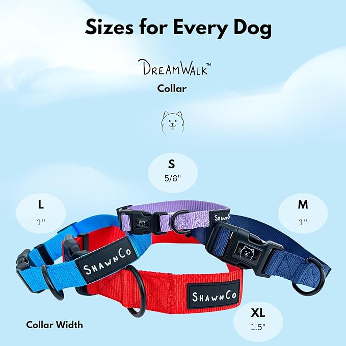 ShawnCo Dream Walk Dog Collar- Premium, Adjustable and Comfortable Pet Collar for Small, Medium, Large and Extra Large Dogs (S, ICY Lilac)