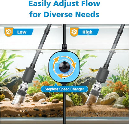 fishkeeper Electric Aquarium Vacuum Gravel Cleaner, 25W 6 in 1 Multifunction Fish Tank Cleaner Kit Gravel Vacuum for Fish Tank Adjustable Flow for Automatic Wash Sand & Water Changer
