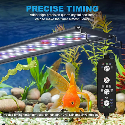 SEAOURA 24/7 Mode LED Aquarium Light for Plants-Sunrise-Daylight-Moonlight Mode, Fish Tank Light with Auto On/Off, 7 Colors, Adjustable Timer/Brightness for 30 Inch to 36 Inch Freshwater Tank