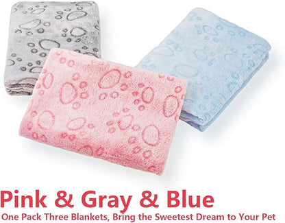 LeapSheep Pet Blankets for Dogs Cats - 3Pack Heart Pattern Super Soft Fluffy Dog Blankets for Small Medium Large Doggy Kitten (Light, Medium)