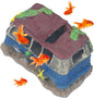 Aquarium Decorations for Fish Tank - Realistic Resin Rock Cave Hideouts, Safe Fish Tank Ornaments with Natural Design for Betta, Goldfish, Shrimp - Easy to Clean (School Bus)