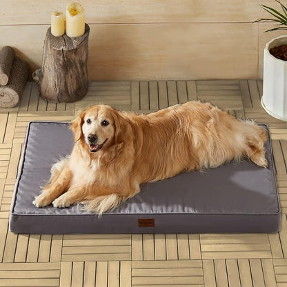 BFPETHOME Outdoor Dog Beds for Large Dogs, Waterproof Dog Bed for Medium, Large, Extra Large Dogs, Orthopedic Pet Bed with Removable Washable Cover, Egg Crate Foam Pet Bed Mat. (47 x 29 in, Grey)