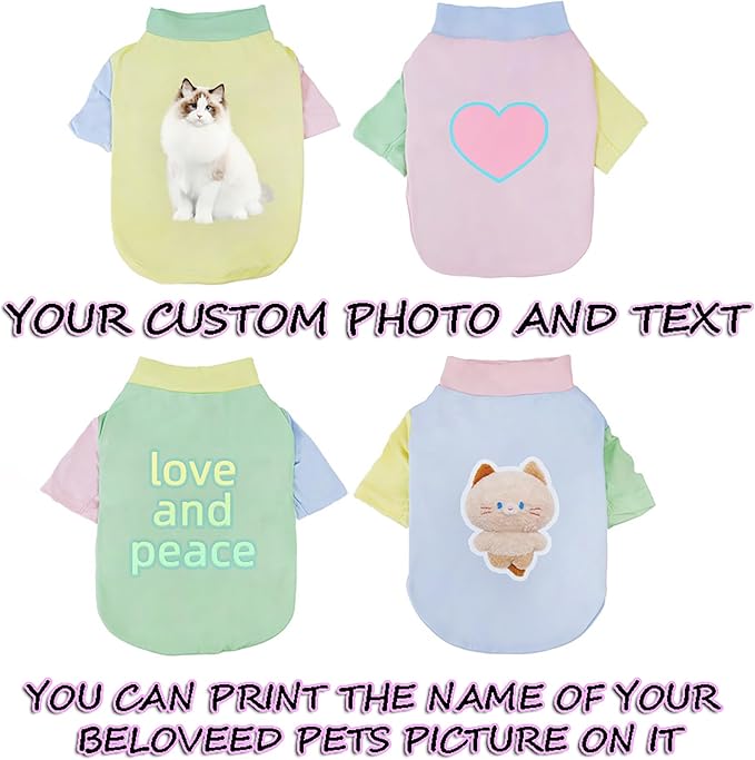 Custom Dog Shirt,Personalized Pet Apparel with Name Text Photo Image,Lightweight Breathable Puppy Kitten Cotton Vest for Small Medium Large Dogs Cats,Puppy Gift (Dopamine Green, Large)
