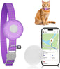 Cat GPS Tracker, Smart Cat GPS Tracker Compatible with Apple Find My App (Only iOS), No Monthly Fee, Waterproof (White Tracker, Purple Cat Collar)
