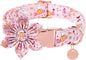 Halloween Dog Collar With Flower, Pink Puppy Collar With Adjustable Metal Buckle, Fancy Bowtie Gift for Girl Boy Dog, L