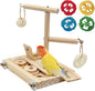 Interactive Wooden Bird Foraging Toy – Cage-Mounted Puzzle Feeder with Sliding Locks, Loofah & Vine Ball for Budgies, Cockatiels, Conures & Small Parrots