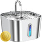 Cat Water Fountain Stainless Steel, 74oz/2.2L Automatic Cat Drinking Fountain, Pet Water Dispenser with Quiet Pump, Suitable for Cats, Dogs and Multi-pet households