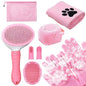 Dog Grooming Kit for Shedding – 8-Piece Pet Grooming Supplies with Deshedding Brush, Bath Gloves, Towels & Silicone Toothbrush | Ideal for Dogs, Cats, Small and Large Pets (Pink)