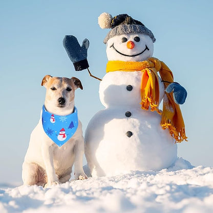 Abbylike 50 Pcs Winter Dog Bandanas Bulk Blue Snowflake Dog Bandanas for Pets Triangle Kerchief Scarf Bibs for Winter Pets Cats Party Costume Photo Props Accessories Pet Shops (31.5 x 21.7 x 21.7)
