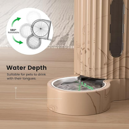 Gardner Pet Gravity Automatic 2-in-1 Pet Feeder, 0.8 Gallons*2 Cat Feeder and Water Dispenser Set, 100% BPA-Free and Stainless Steel Water Bowl for Dogs, Cats, Rabbits, Puppies (Light Woodgrain)