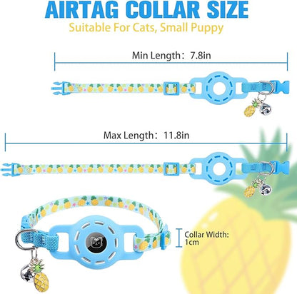BINGPET AirTag Cat Collar with Bells, Upgraded Safety Elastic Cat Collar with Airtag Holder, Anti-Lost Cat Collars for Girl Boy Cats, Anti-Suffocation Kitty Puppy Collars