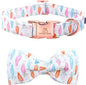 Lionheart glory Easter Dog Collar with Bow Tie Carrot Print Dog Collar Girl or Boy Soft Durable Adjustable Puppy Gift Collar Bows Spring Collar Dog Bow