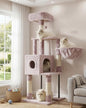 Heybly Cat Tree, 49.2 Inches Cat Tower for Indoor Cats, Spacious Cat House Condo with Hidden Space，Sturdy Steel Tube，Soft Plush Top Perch，Cozy Hammock and Sisal Scratching Posts, Muchroom HCT200SMU