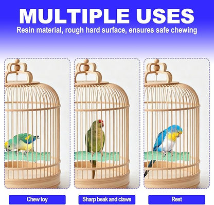 2pcs Bird Beak Grinding Stone, Resin Anti-Slip Beak Grinder Stone Perches Bird Parrot Cage Perch Stand for Parrot Budgie Cockatiel Cage Accessories