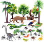 26Pcs Rainforest Animal Figures, Realistic Jungle Animals Toys with Snake Sloth Leopard Monkey Bird Insects Trees for Kids Educational Birthday Diorama Decoration Party Favor School Projects
